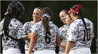 CSUEB softball players (By: John Hefti)